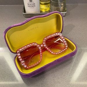 Gucci Hollywood Forever Rhinestone Oversized Sunglasses Pink